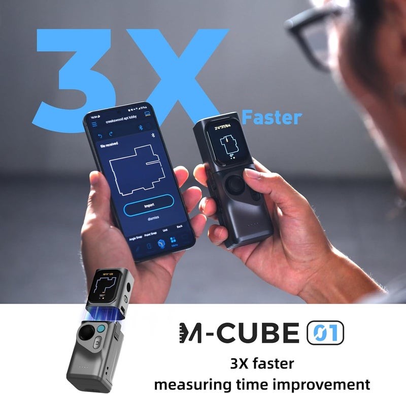 HOZO M-Cube Laser Measuring Tool Adaptor, 01 Smart Planner - Features 360° Joystick for Capturing Floorplans from Any Angle, One-Tap Button for Precise Edge and Corner Measurements - Image 2